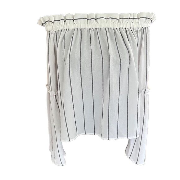 Abound white with black stripes off shoulder top with bell sleeves size L - Picture 2 of 6